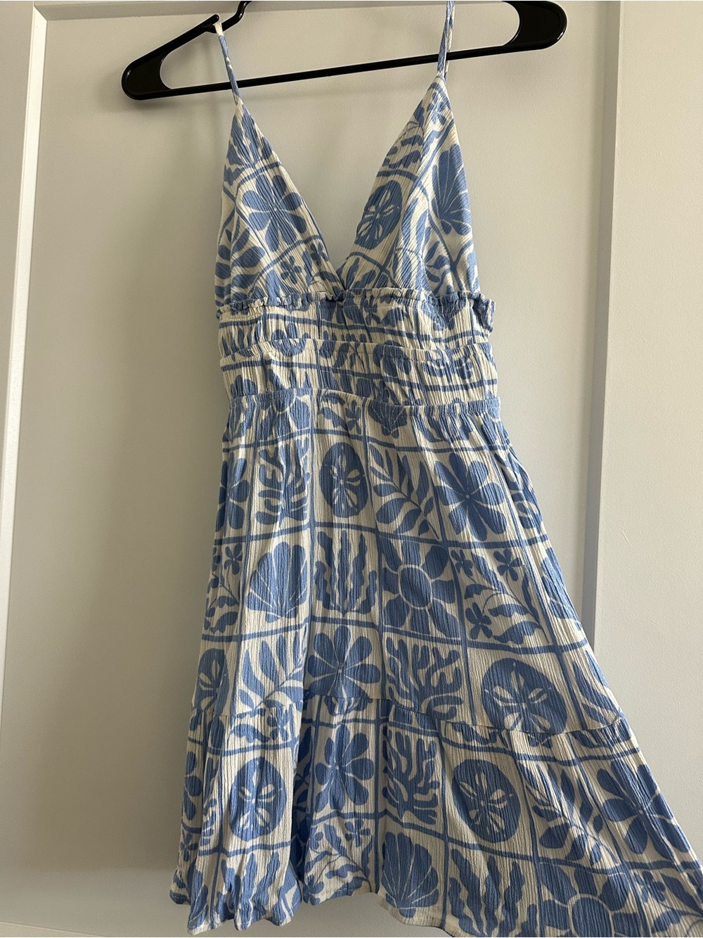 Ocean Drive Blue and White Floral Block Print Mini Dress